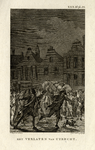 39571 Gezicht op de Neude te Utrecht met vluchtende militairen tegen de achtergrond van het St.-Ceciliaklooster.
